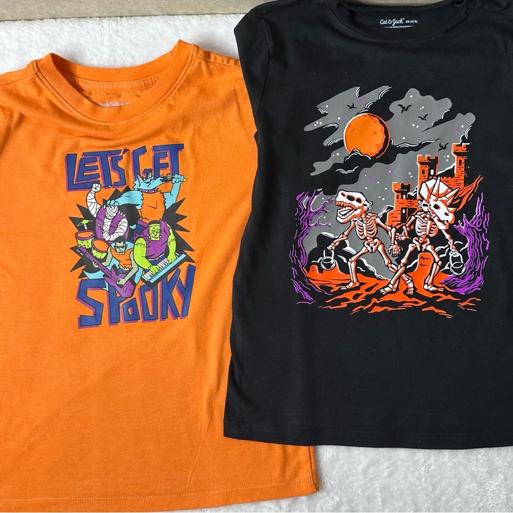 Cat & Jack Orange and Black Halloween Tees